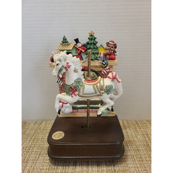Vintage Gift Gallery Christmas Moving Musical Carousel Horse WORKS - Picture 2 of 8